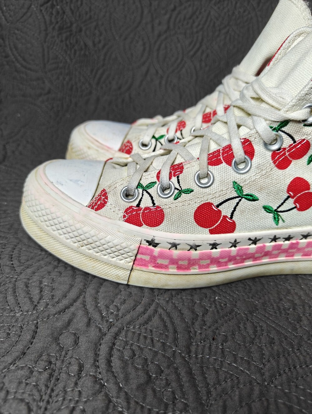 Converse All Star Platform Cherries Custom Sole Sneakers Shoes Women's 7, Mens 5 - Picture 4 of 11